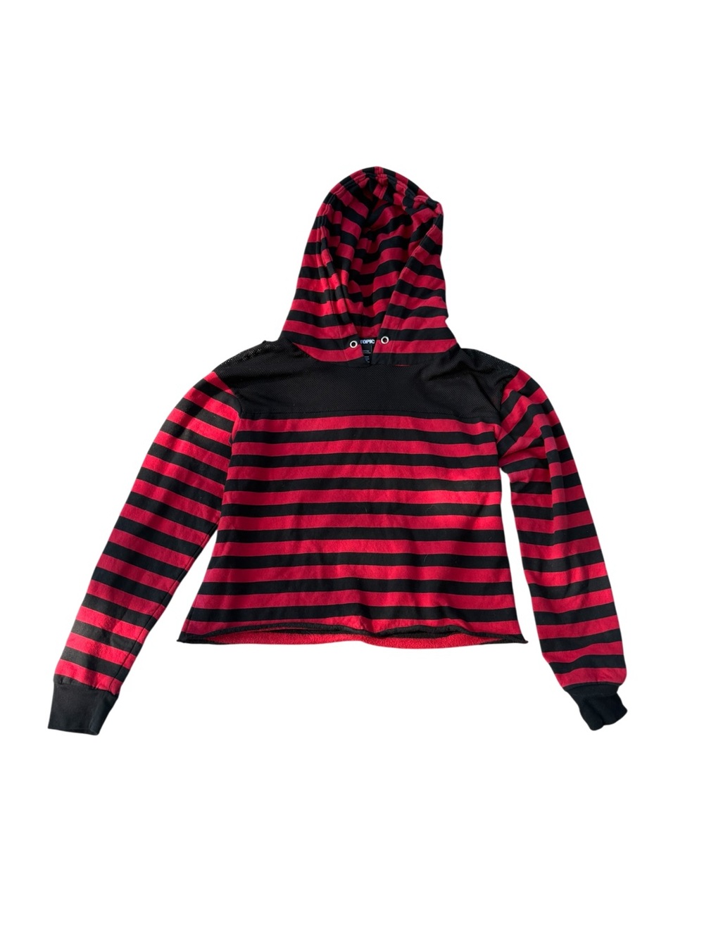 Hot Topic Striped Red & Black Hoodie Goth Emo